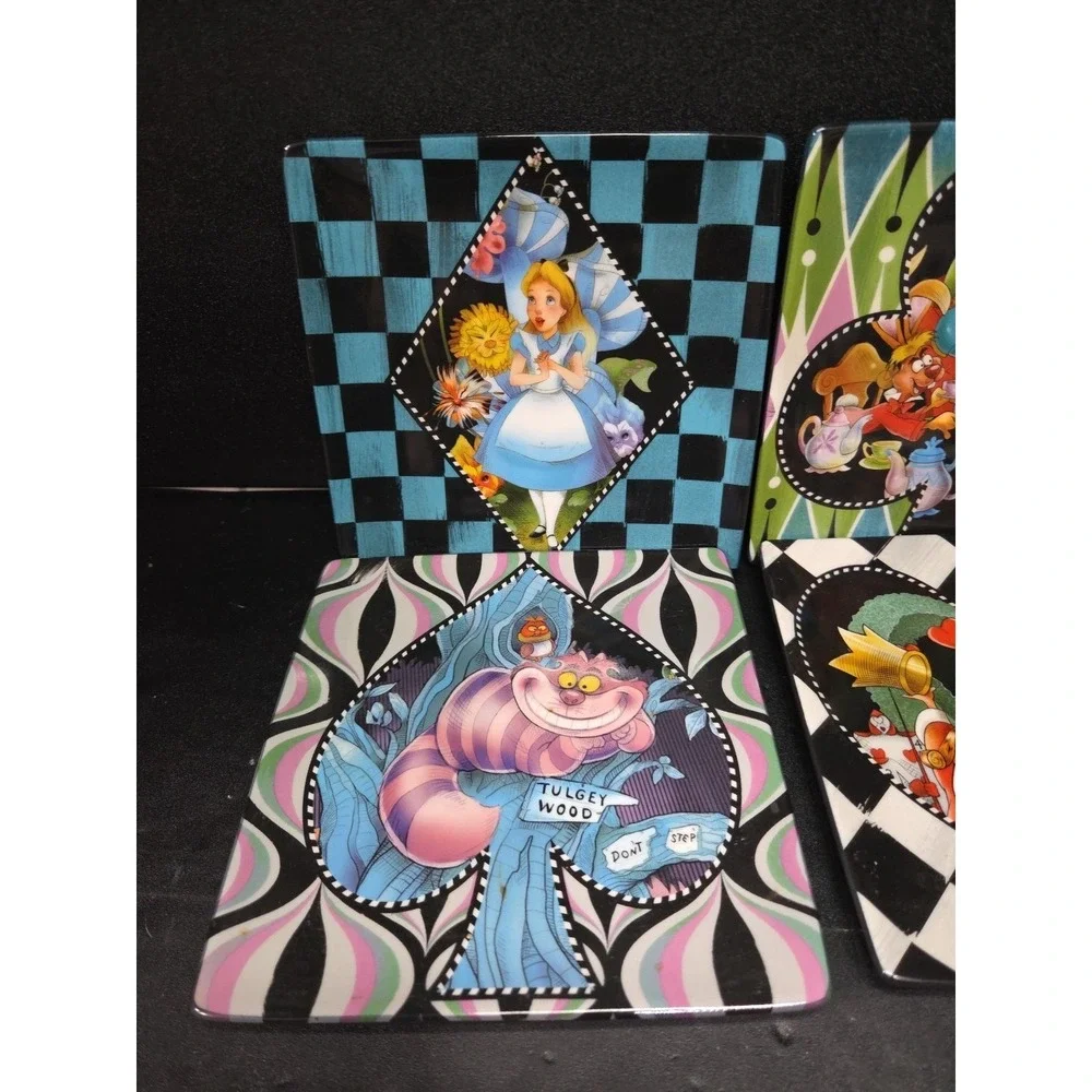 Alice in Wonderland Ceramic Plates, Set of 4 Disney Parks Collectible Dinnerware